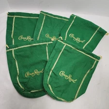 Lot Of 5x CROWN ROYAL "Apple" Drawstring Bags Medium 9" GREEN/GOLD