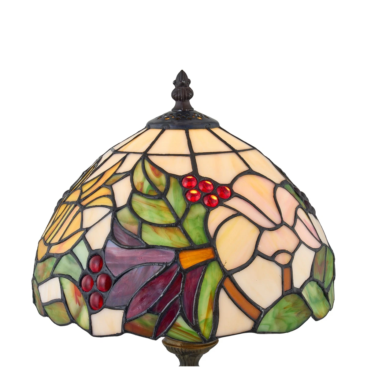Lámpara de mesa Tiffany tradicional de vidrio de colores diseño floral 47 cm luz de noche