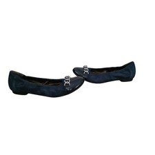 AGL Attilio Giusti Leombruni Chain Cap Toe Ballet Flats Navy 37.5 7.5 New
