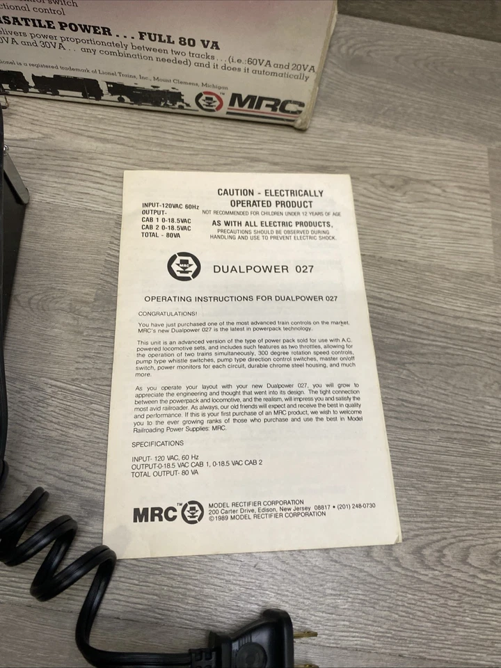 MRC Dualpower O27 Doble Tren Transformador Diseño Listo COMPLETO 80 VA Probado Foto 4 de 4