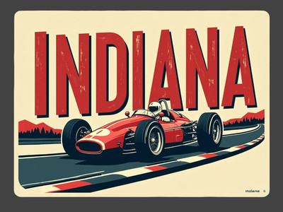 Indiana Sticker Vinyl Decal Indy Car Racing Speedway Motorsport Retro Travel