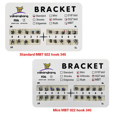 1-100* Dental Ortho Brackets Braces Mini Standard MBT 022.Slot 3-4-5 Hooks ns