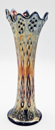 Fenton Carnival Glass Swung Vase Knotted Bead Design Blues