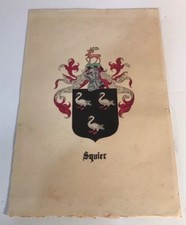Squier Coat Of Arms Print Art Genealogy Surname Squier
