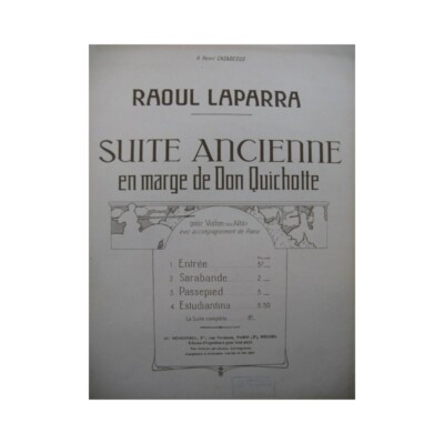 LAPARRA Raoul Suite Alte Sarabande Für Altes Klavier Oder Violine 1921