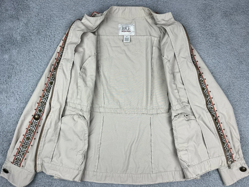 BKE Ropa Exterior Chaqueta Mujer Mediana Adornada Tribal Motociclista Ropa de Calle Boho Cremallera Foto 4 de 4