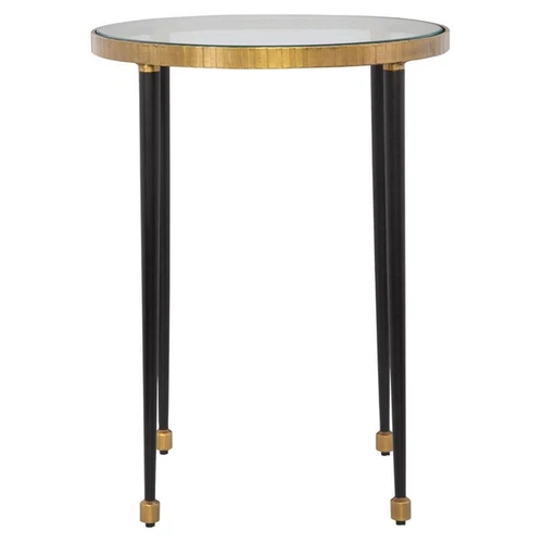 Uttermost Stiletto Contemporary Iron Metal/Glass Side Table in Gold/Black - Picture 3 of 4