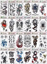 24 sheets men guy spider cobra tiger temporary tattoo boho gift idea