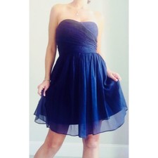 Womens Size 8 J. Crew Navy Blue Strapless Chiffon Bridesmaid Dress Arabella
