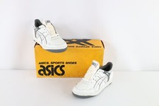 NOS Vintage 90s Asics Boys 5.5 Spell Out Outrage Sneakers Shoes White Charcoal