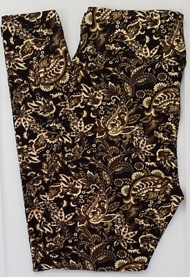 OS LuLaRoe One Size Leggings Beautiful Black Brown Tan Paisley Print NWT S36