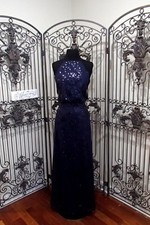 Q13 BILL LEVKOFF 1262 SZ 10 NAVY 265 SEQUIN NET FORMAL PAGEANT PROM GOWN DRESS