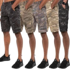 Kruze Mens Cargo Shorts Army Combat Camouflage Cotton Work Casual Half Pants