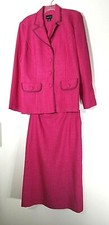 Vintage Leslie Fay Women's 2 Piece Fuchsia Skirt Suit 12 Medium M