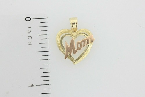 14K Yellow & Rose Gold MOM Heart Small Charm Pendant - Picture 4 of 7
