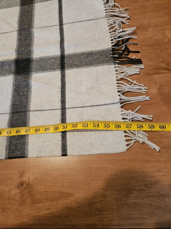 Amicale Wool Cashmere Scarf Wrap Pashmina Gray Striped Shawl Warmth Soft - Image 4 of 4