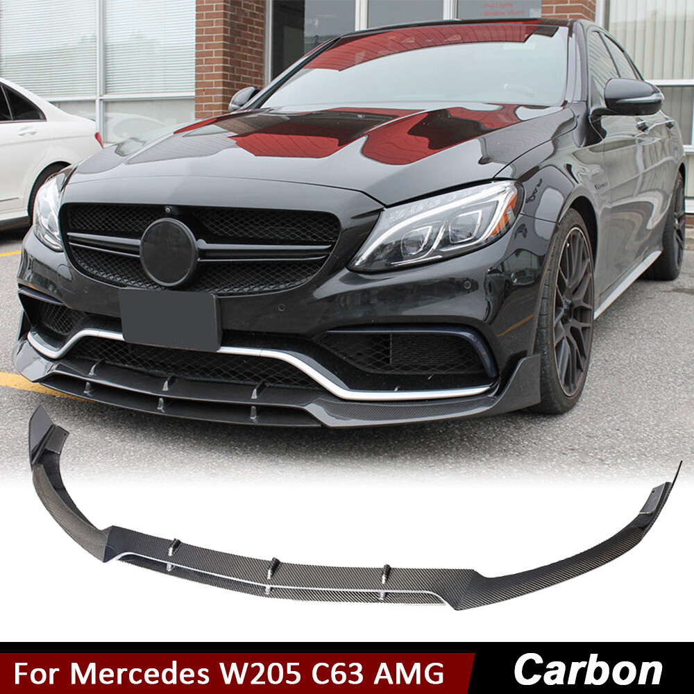 For Benz C-Class W205 C63  Sedan 2015-19 REAL CARBON Front Bumper Lip Spoiler