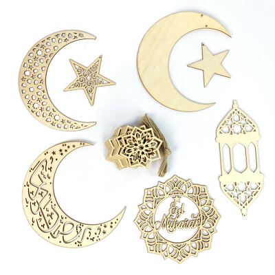 Lasergeschnittenes Sperrholz Ramadan Eid Dekorationen - KOMPLETTES SET!  BASTELPAKET ZUM DIY DEKORIEREN