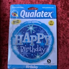 Qualatex 18” Round Blue Happy Birthday Balloon 