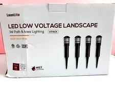 4-Pack LED Landscape Pathway Garden Yard Light Waterproof 3W DC 12V Low Voltage