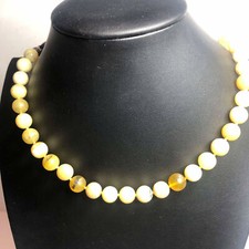 2598 Green Nephrite jade knotted beaded necklace sterling 925 ring clasp 18"