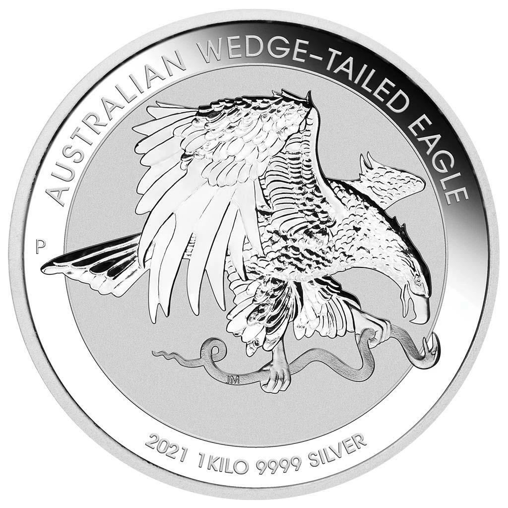 Silbermünze 1kg Wedge-Tailed Eagle 2021 Australien - Incused - High Relief - PP