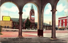 Linen Postcard Vista of the Union Pacific Railroad Depot in Cheyenne, Wyoming