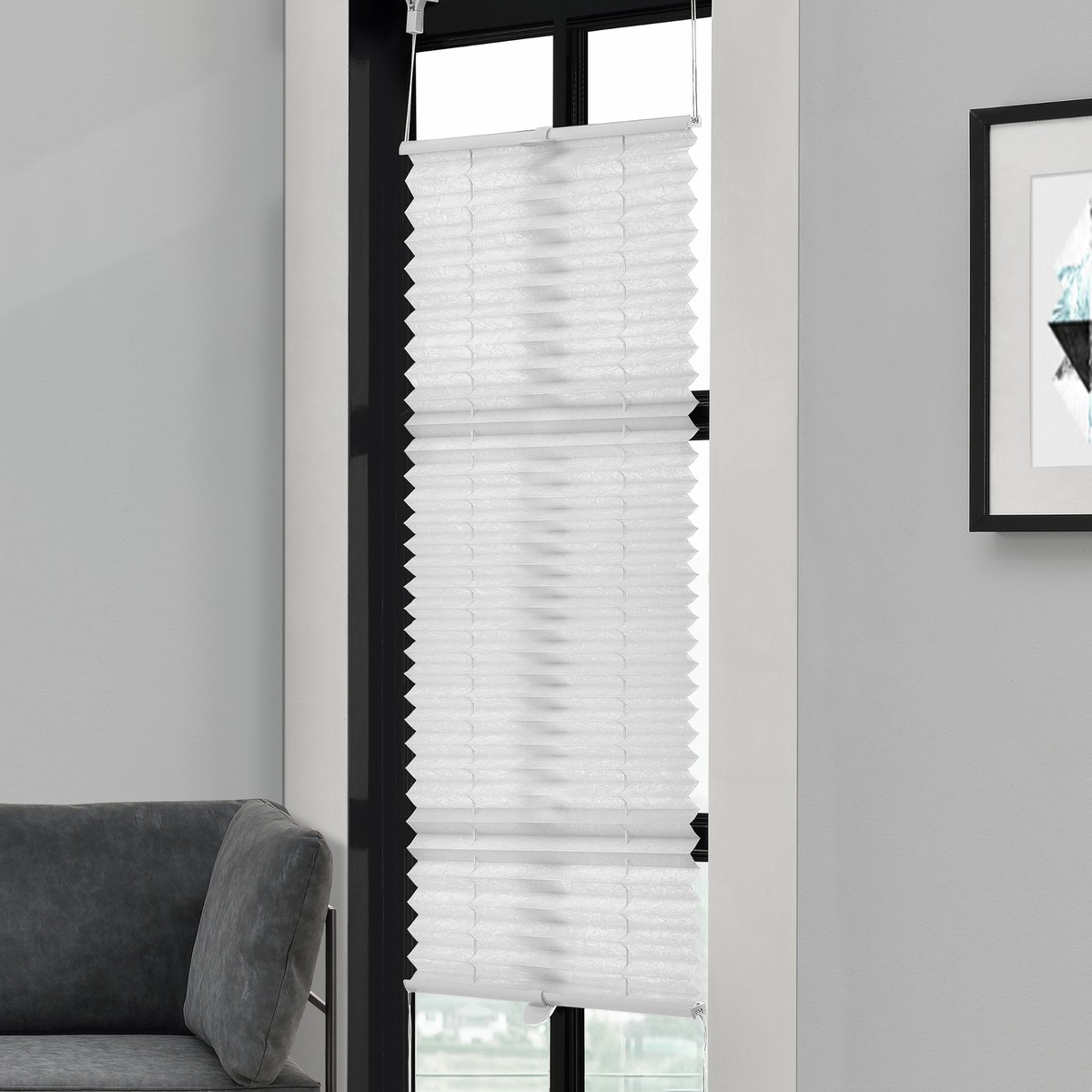 Pleated Blind 40x100cm White -No Drilling- Folding Roller Blind Clamp  Holder Eas