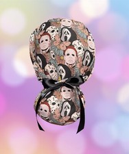 Ghostface scrub cap, Halloweenponytail scrub cap, Scream cap, Chucky scrub cap