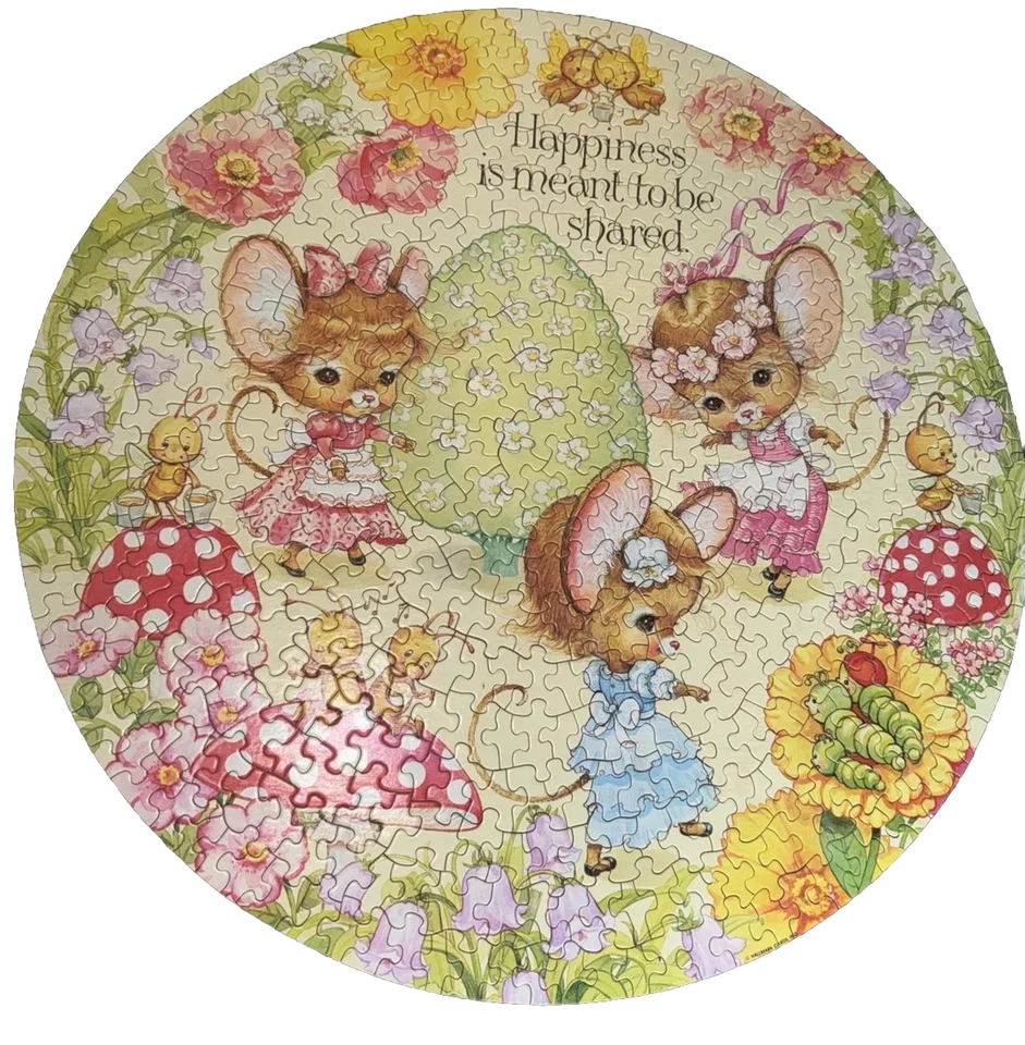 COMPLETE Round Springbok Puzzle Happyland Happiness is Meant to be Shared - Mice - Image 3 of 4