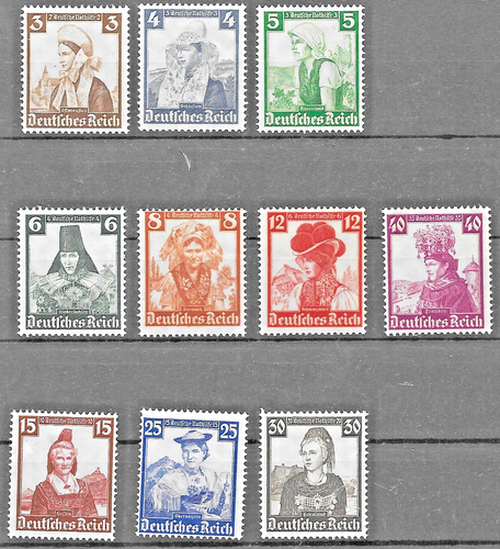 Deutschland 3. Reich 1935 Wohlfahrtsfonds Mi# 588-597 Komplettsatz MH *(VERSANDKOSTENFREI)