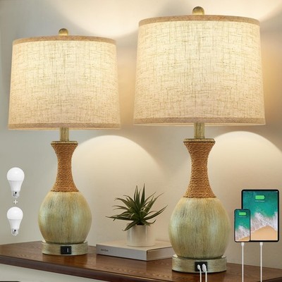 Bedside Table Lamp Set of 2 - Bedroom Table Lamps with Adjustable Color Tempe...