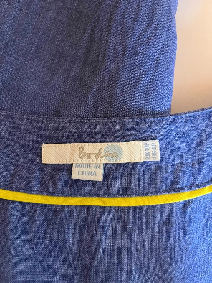 Boden Size 6P Blue Linen Dress Side Zip - Image 2 of 4