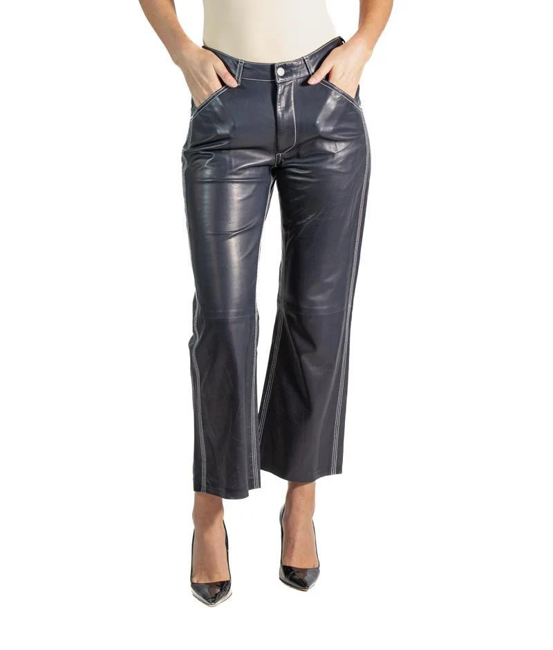 2000S Purple Label Ralph Lauren Navy Blue Buttery Soft Leather Pants