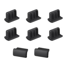 Silicone Mini USB Anti-Dust Stopper Cap Cover Black 10pcs