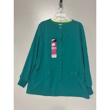 Scrubstar Active Warm-up Jacket Teal Blue Snap Front Scrub Jacket WM11J656 Large