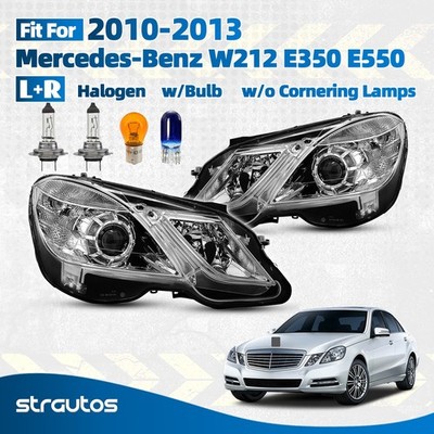 Halogen Headlight For 2010-2013 Mercedes-Benz W212 E350 Pair Driver + Passenger