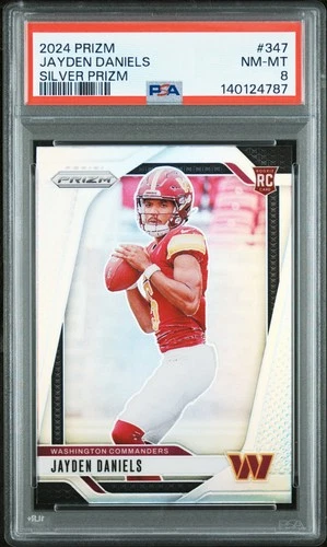 2024 PANINI PRIZM SILVER PRIZM #347 JAYDEN DANIELS ROOKIE RC PSA 8