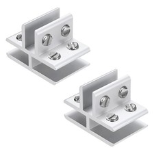 2-Pack Glass Shelf Brackets, T-Shaped Glass Clamp for 8-10mm Silver 