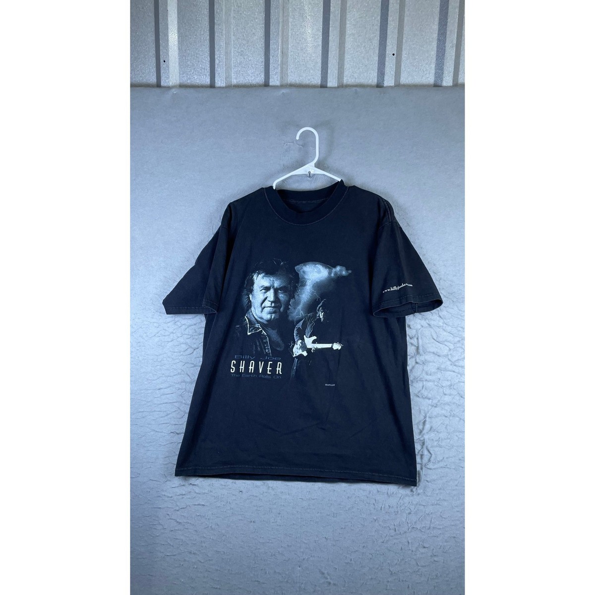 Billy Joe Shaver T-Shirt Men L Black Good Vintage The Earth Rolls On Eddy Shaver
