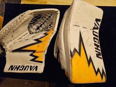 GAUTHIER Penguins Vaughn V10 Game Worn Goalie Catcher Blocker palm FULL RIGHT a