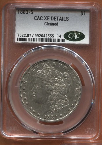 1883-S Morgan Silver Dollar CACG XF, Details cleaned
