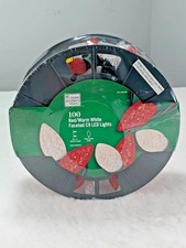 Home Accents Holiday 65ft 100 Red/Warm White Faceted C9 LED Lights GreenWire NEW