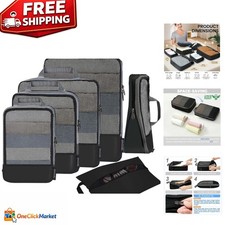 6-Set Compression Packing Cubes for Effortless Travel Organization   Black