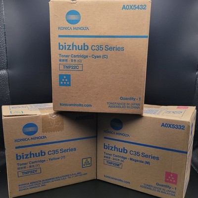 Genuine Konica Minolta BizHub C35 Color Toner Cartridge Set New (Lot of 3)