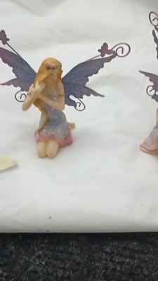 Two Set of 2 Fantasy Fairy Figurines with Purple Wings Collectible