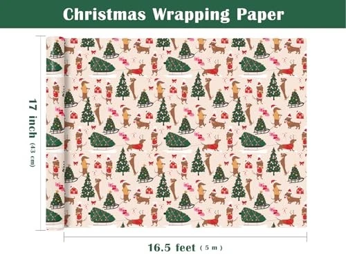 Rollo de papel de envolver Navidad para perros - Mini rollo - 17 Dachshund y árbol de Navidad Foto 3 de 4