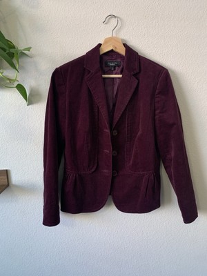 Talbots Dark Purple Corduroy Blazer Jacket Career-Wear Women s Sz 2 Long Sleeve