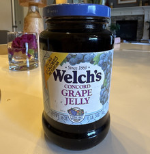 Vintage 1990s Welch’s Concord Grape Jelly 18oz Unopened Sealed Glass Jar