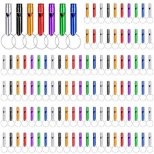 120pcs Whistle Keychain Bulk, Aluminum Whistles for Camping, Multicolor